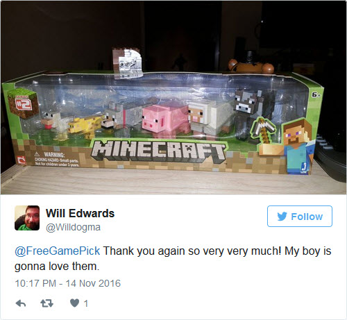 Minecraft Toys Giveaway Winner!