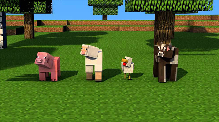 minecraft farm animals cow pig chicken sheep