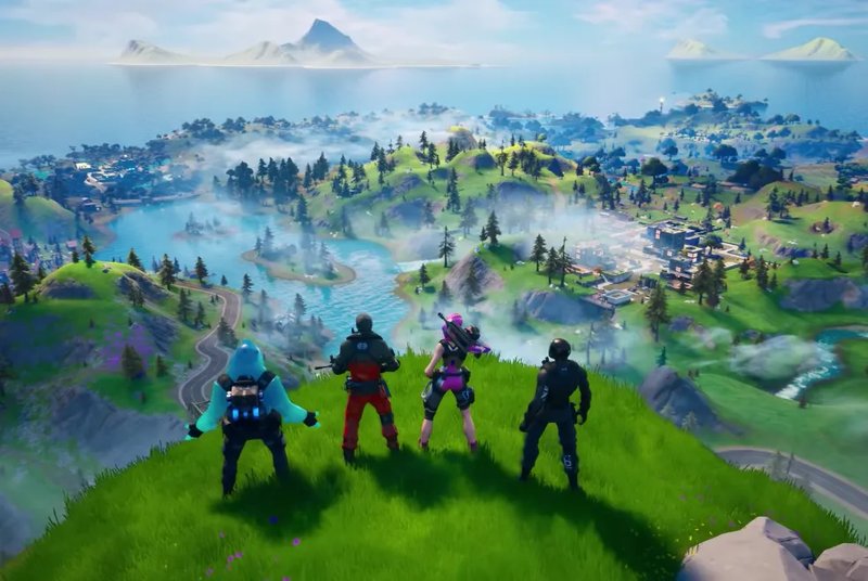 Креативный режим Fortnite с игроками, строящими конструкции