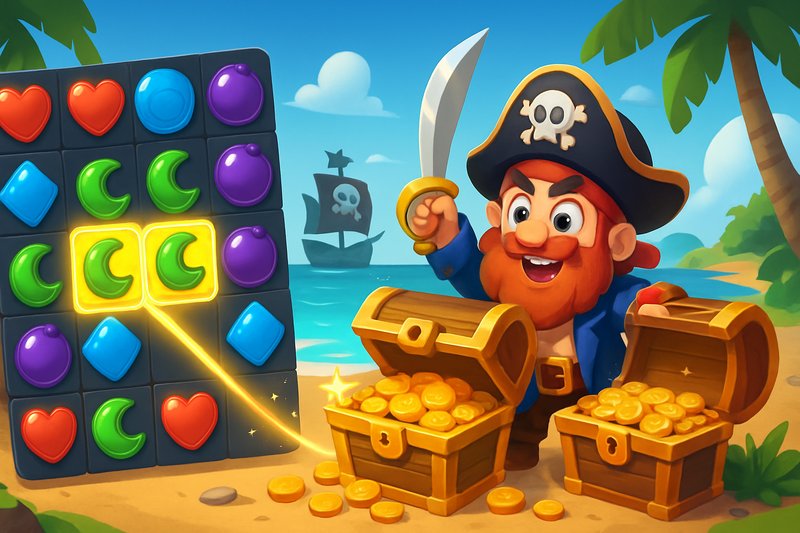 Descubre Tesoros Ocultos en Pirates Story Match: Una Aventura de Rompecabezas